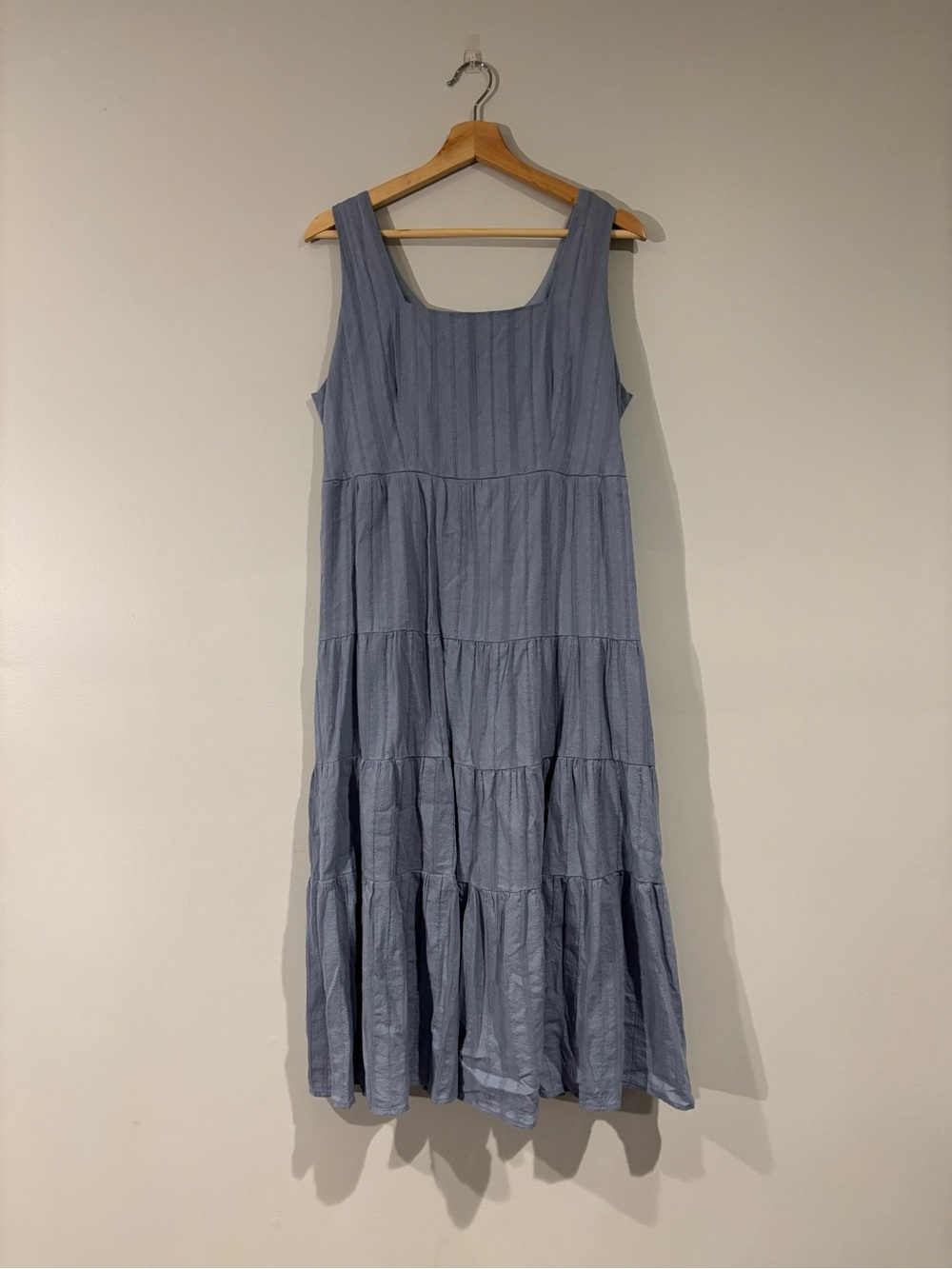 Medical Sleeveless Tiered Midi Dress in Periwinkle Blue